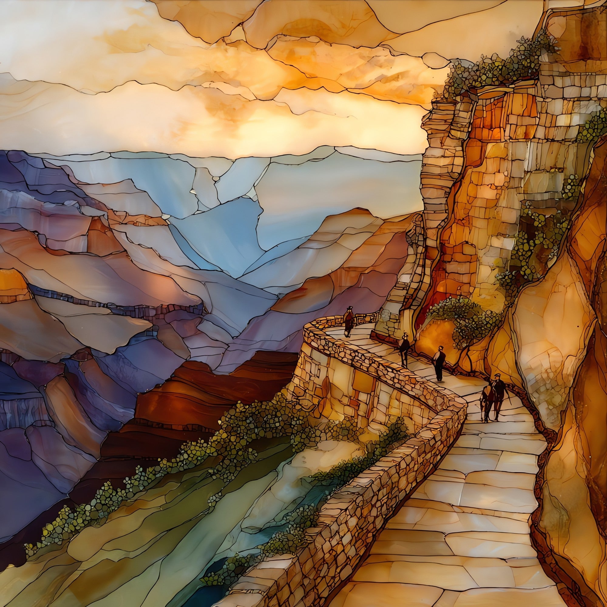 Bright Angel Trailhead Grand Canyon — ceramic art tile