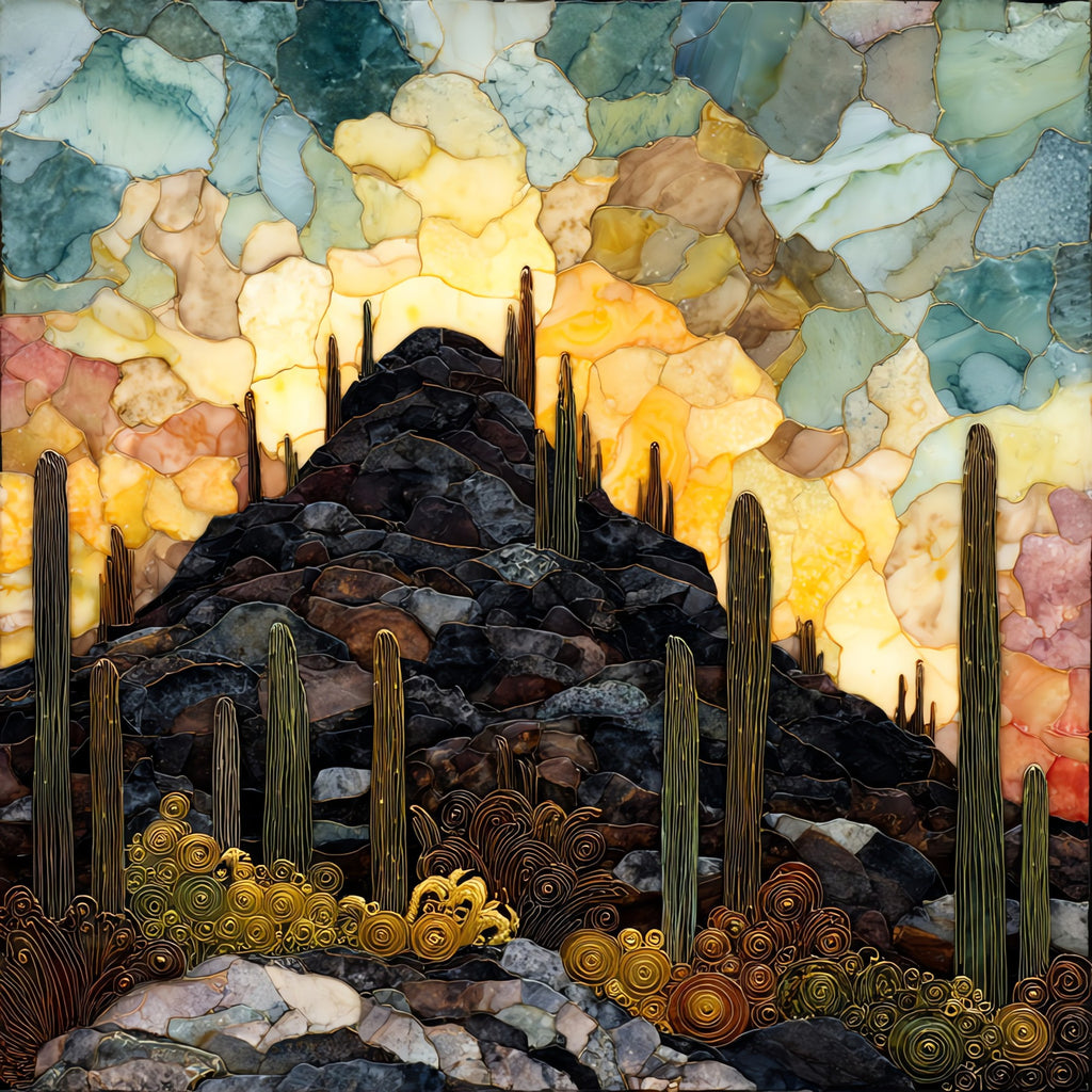 Signal Hill petroglyphs Saguaro — ceramic art tile