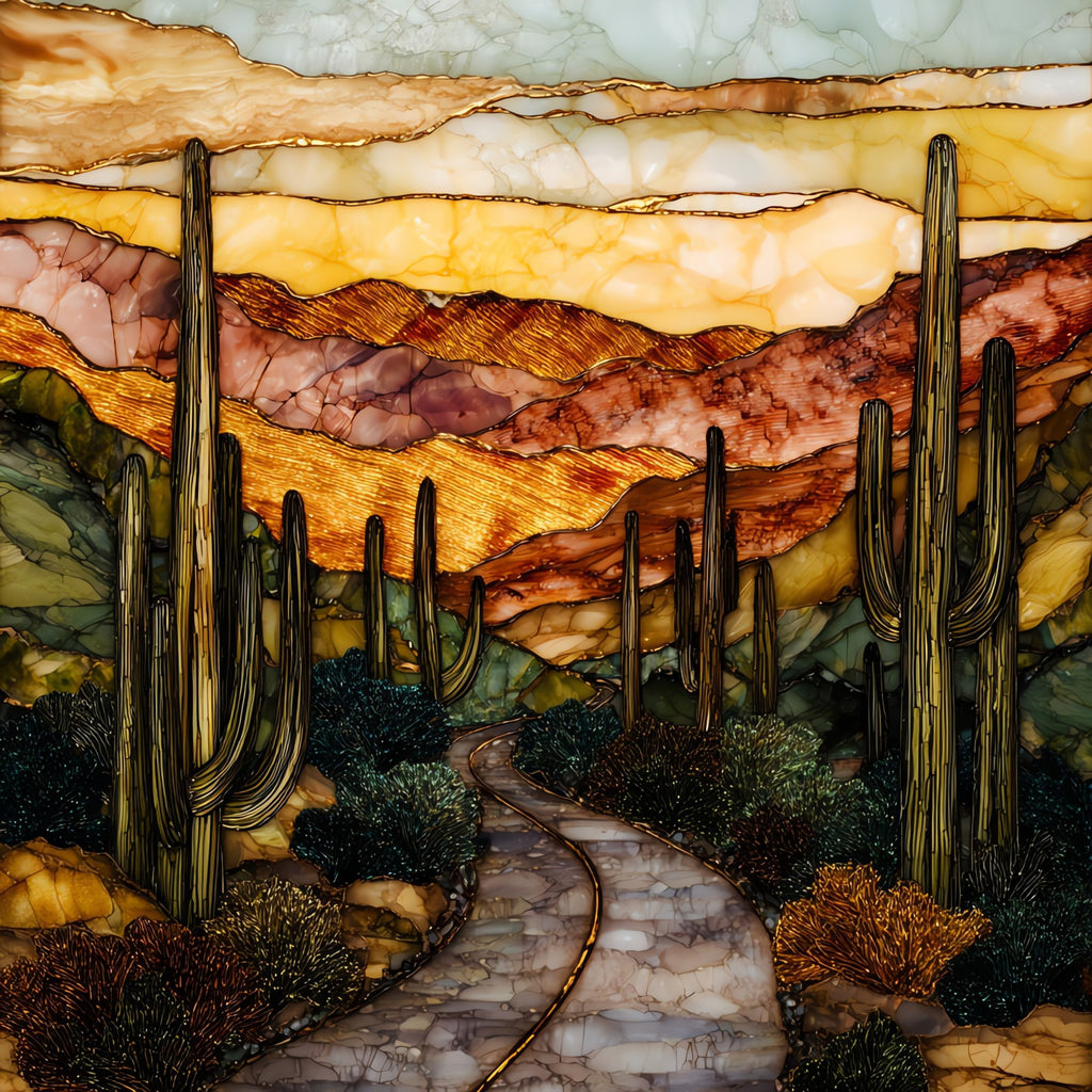 Cactus Forest Loop Drive Saguaro — ceramic art tile
