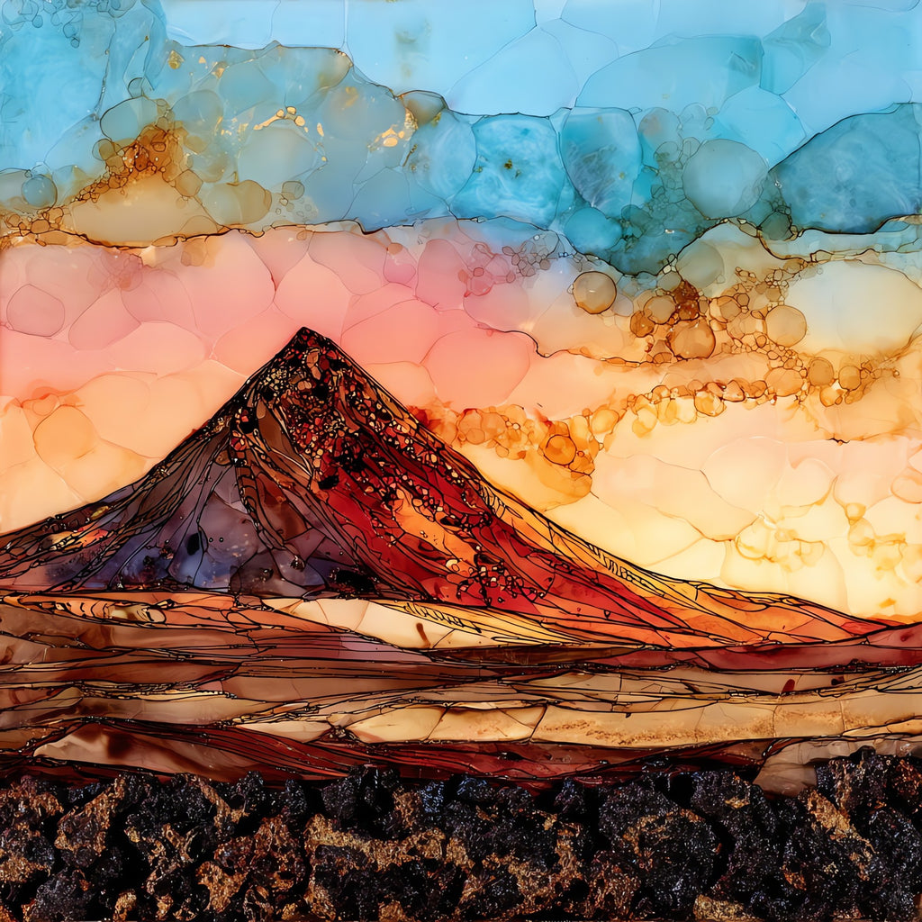 Sunset Crater — ceramic art tile