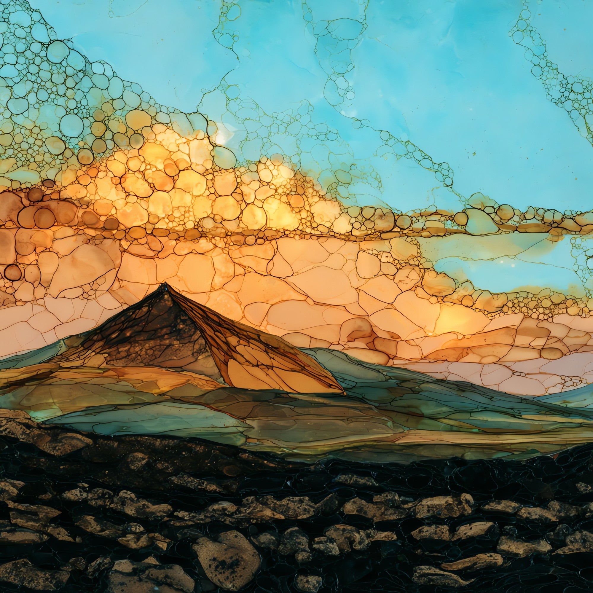 Bonito Lava Flow Sunset Crater — ceramic art tile