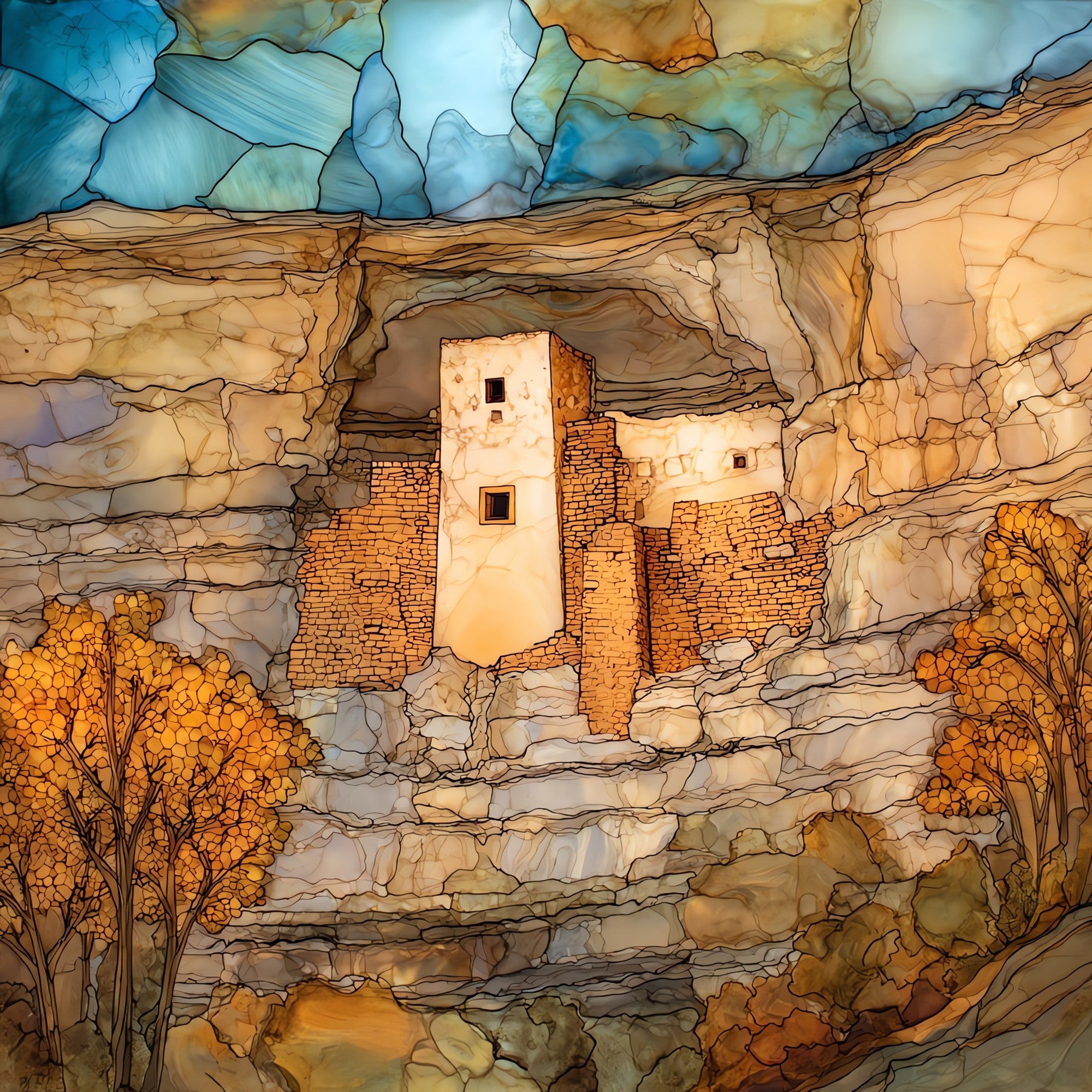 Montezuma Castle — ceramic art tile