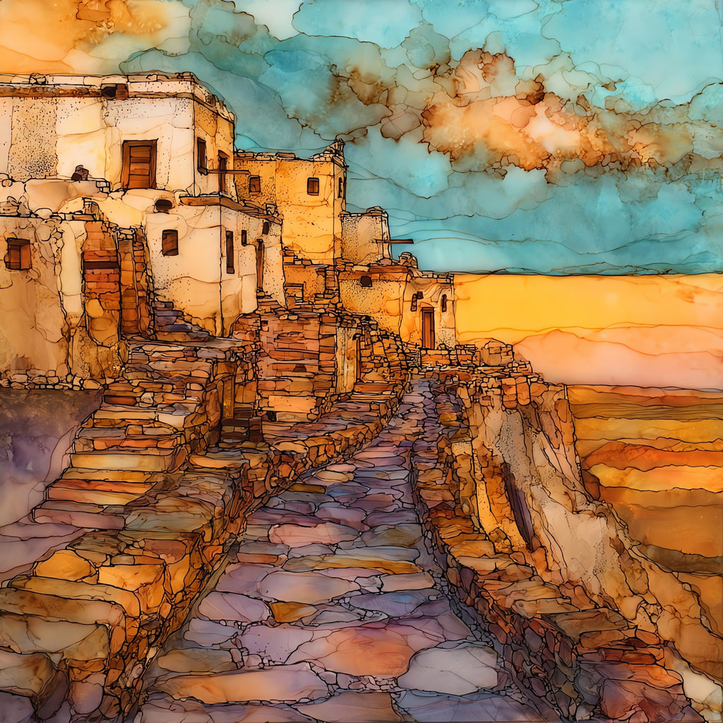 Old Oraibi Hopi Mesas — ceramic art tile