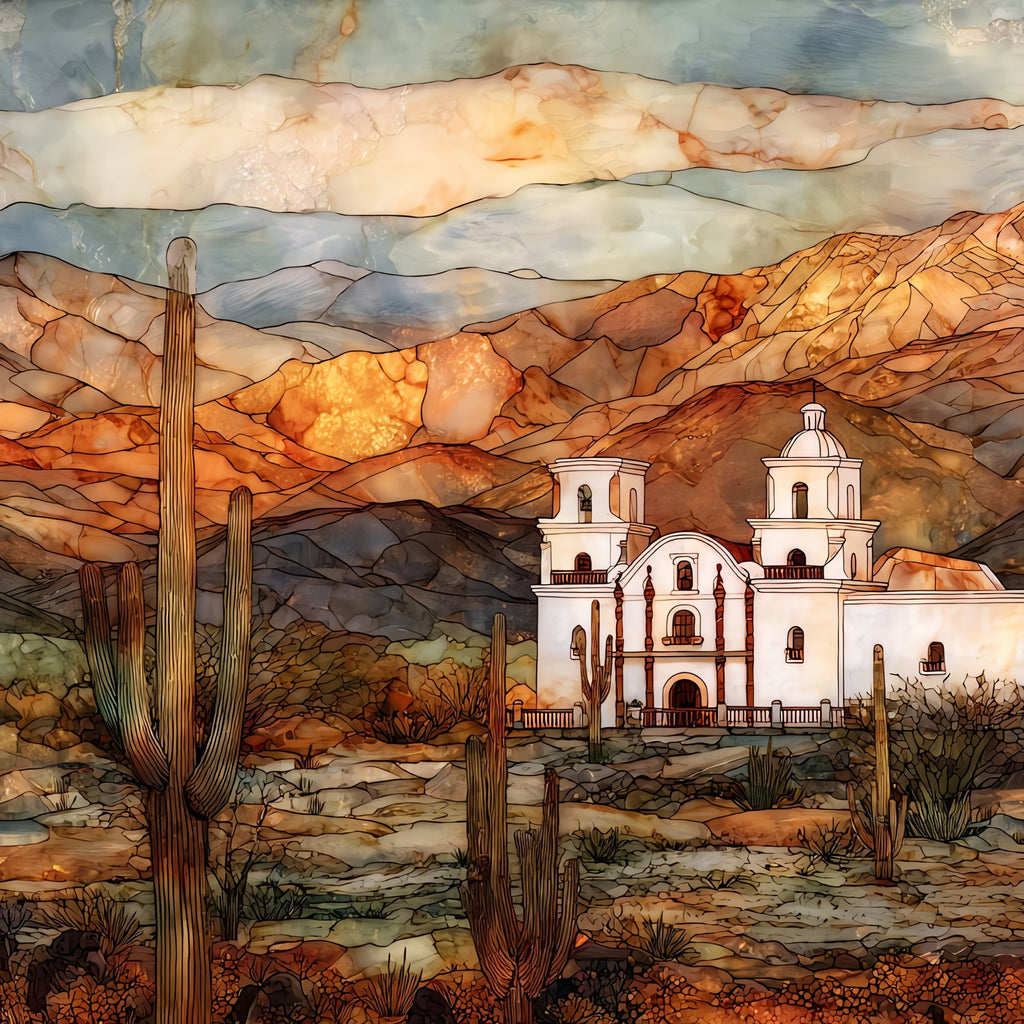 Tohono O'odham desert setting Tohono O'odham Nation — ceramic art tile