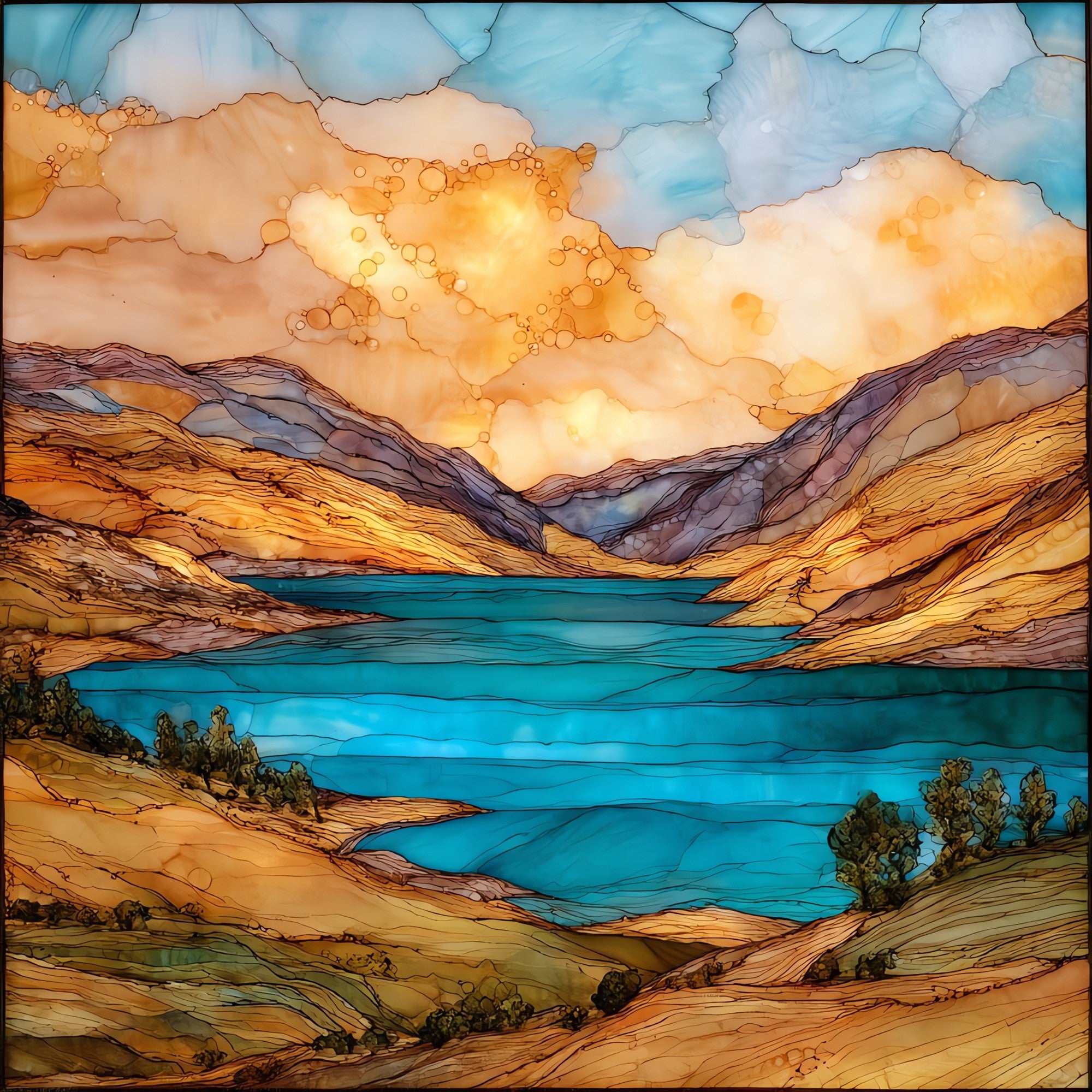 Patagonia Lake — ceramic art tile