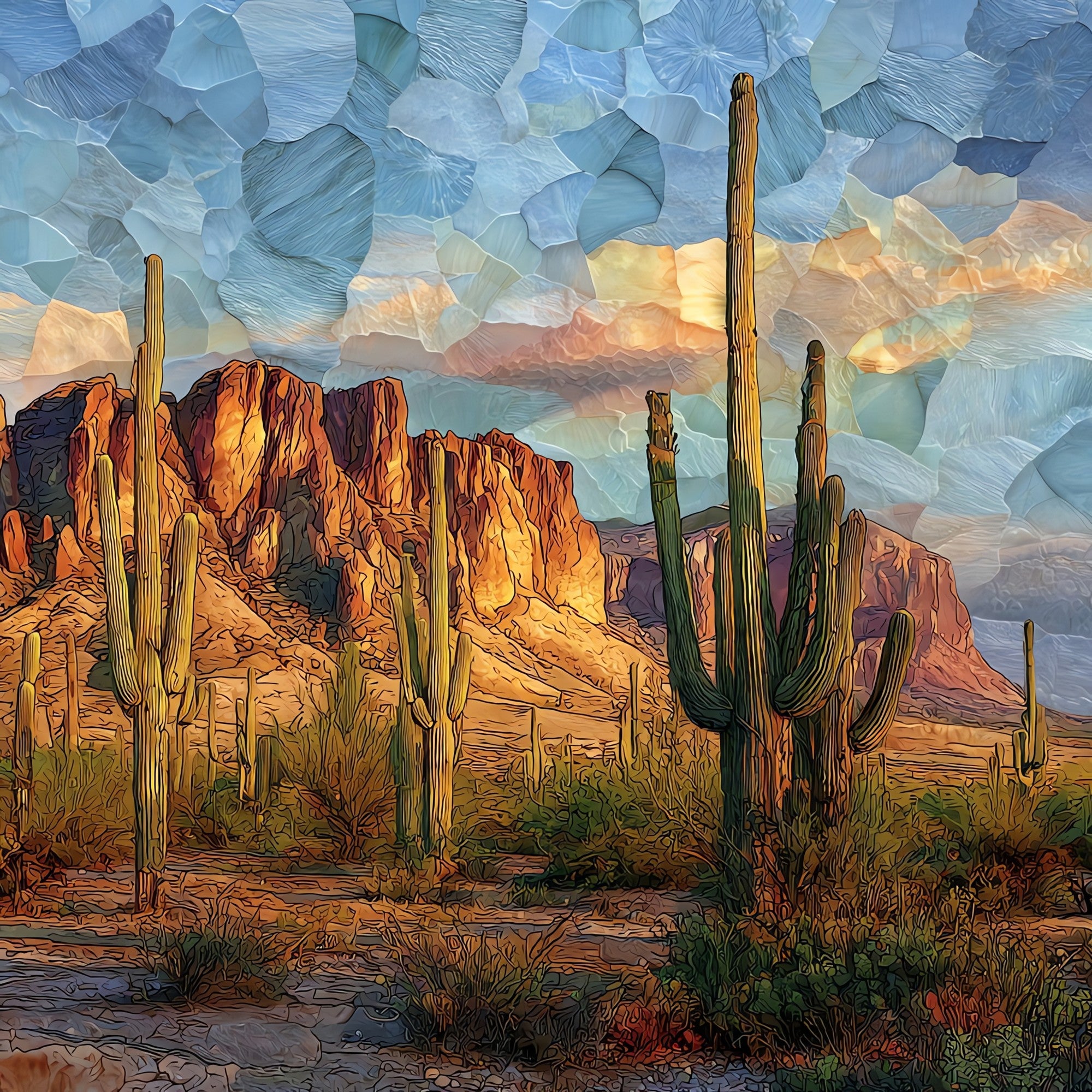 Organ Pipe Cactus — ceramic art tile