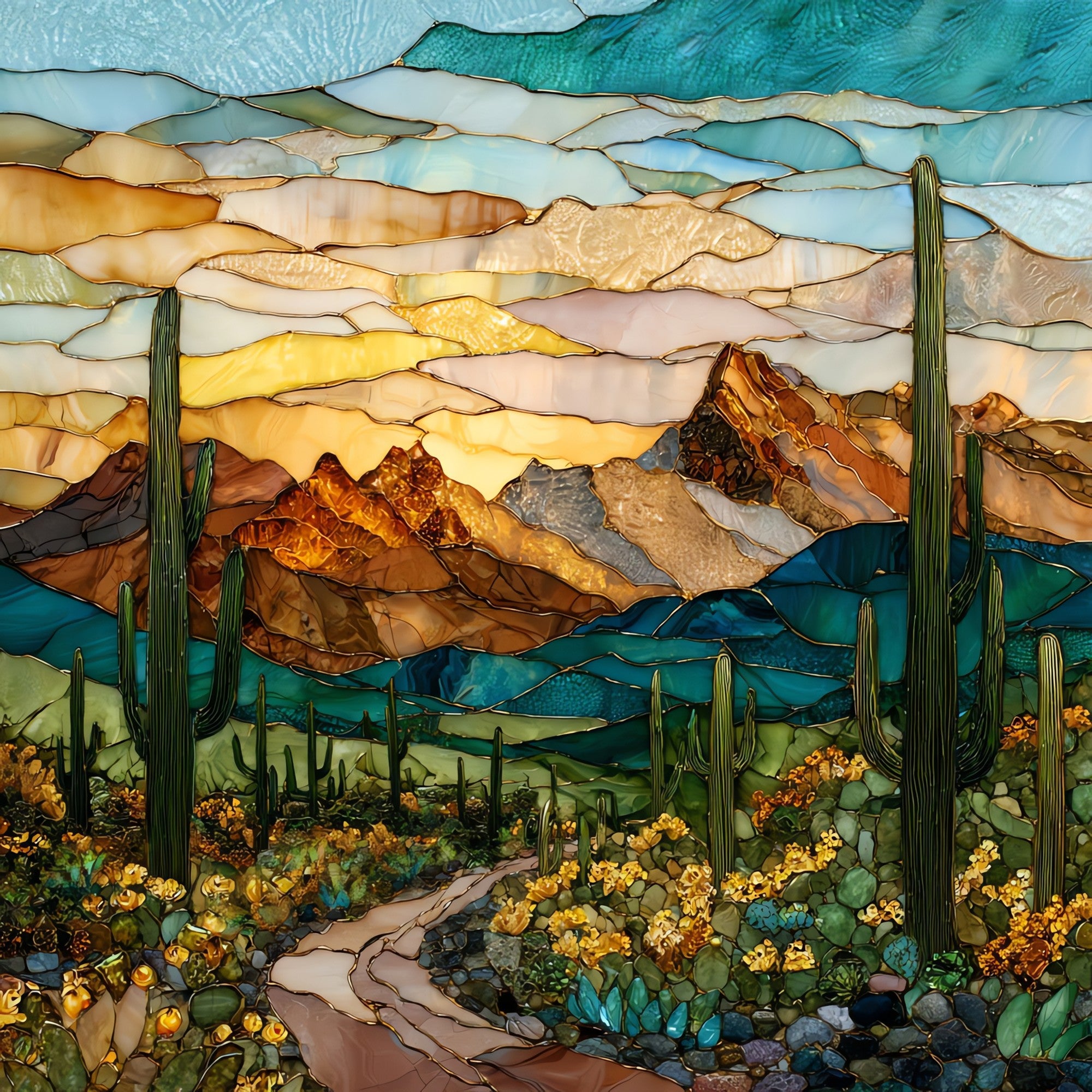 Ajo Mountain Drive Organ Pipe Cactus — ceramic art tile