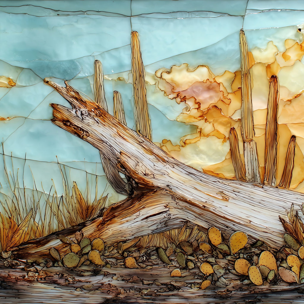 Saguaro skeleton Saguaro National Park — ceramic art tile