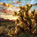 Cholla cactus backlit Superstition Mountains — ceramic art tile