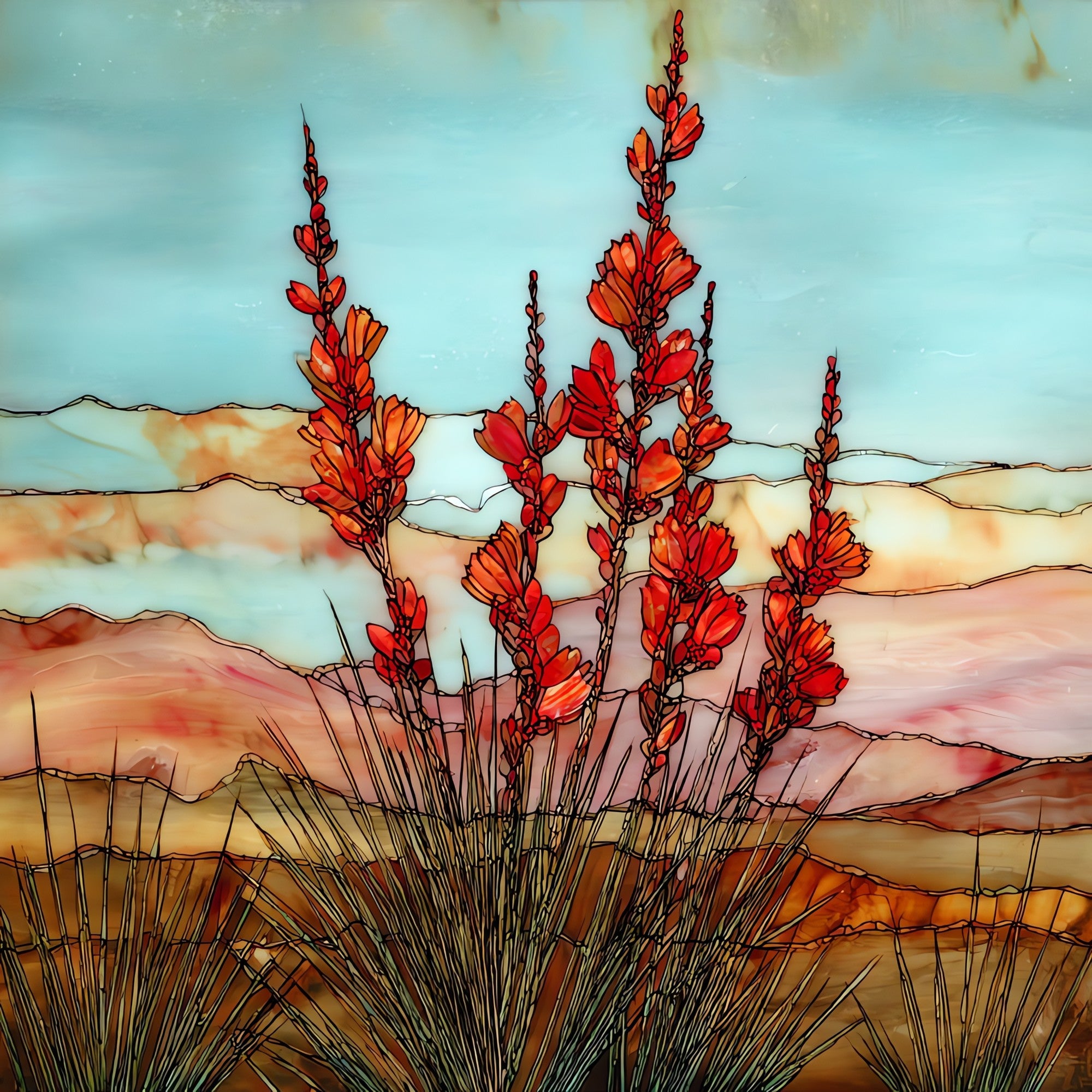 Ocotillo — ceramic art tile