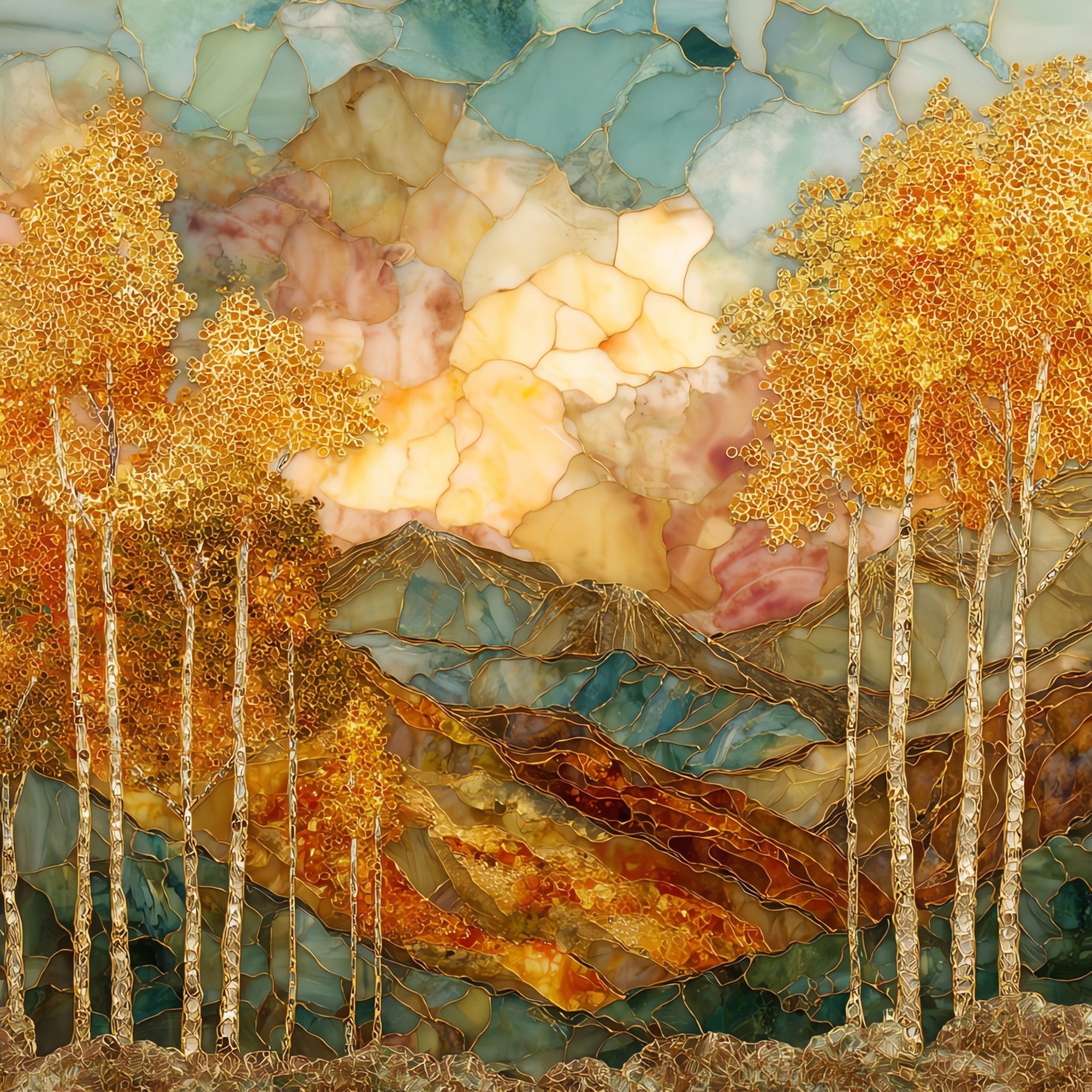 Snowbowl aspens San Francisco Peaks — ceramic art tile