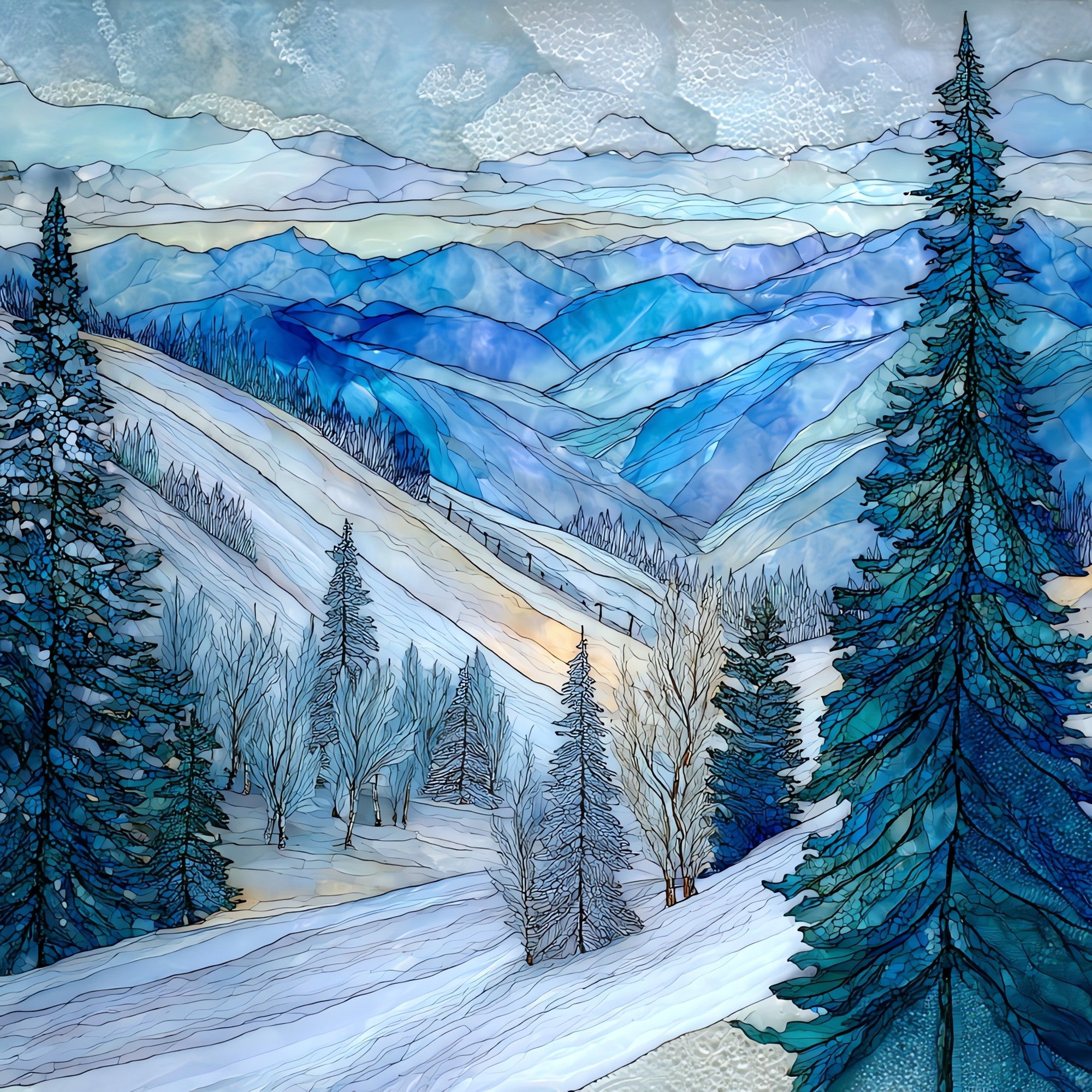 Sunrise Park ski area White Mountains — ceramic art tile