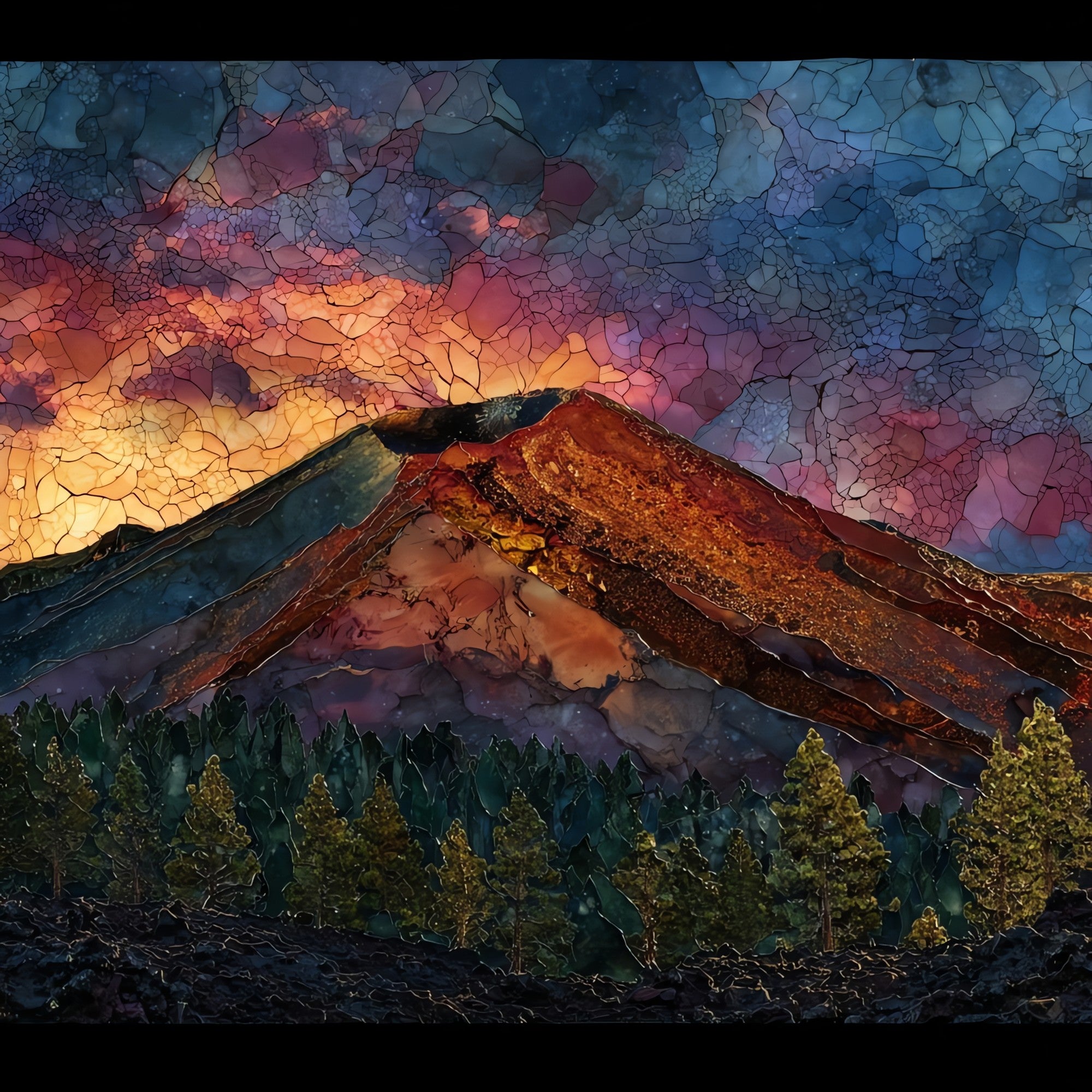Sunset Crater evening Sunset Crater Volcano — ceramic art tile