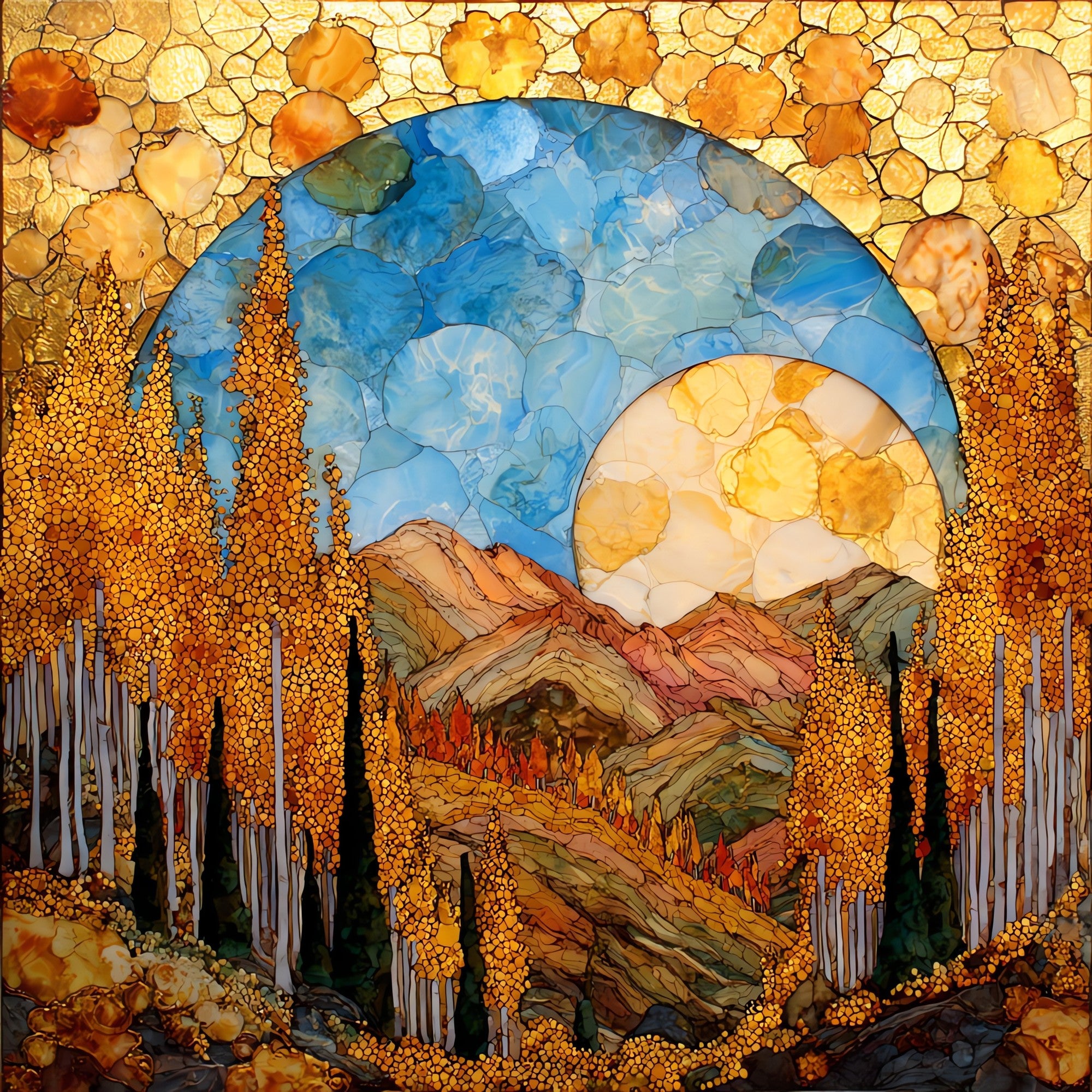 Kachina Peaks aspen ring San Francisco Peaks — ceramic art tile