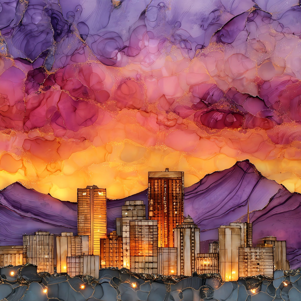 Phoenix skyline — ceramic art tile