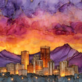 Phoenix skyline — ceramic art tile