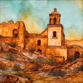 Tumacacori mission — ceramic art tile