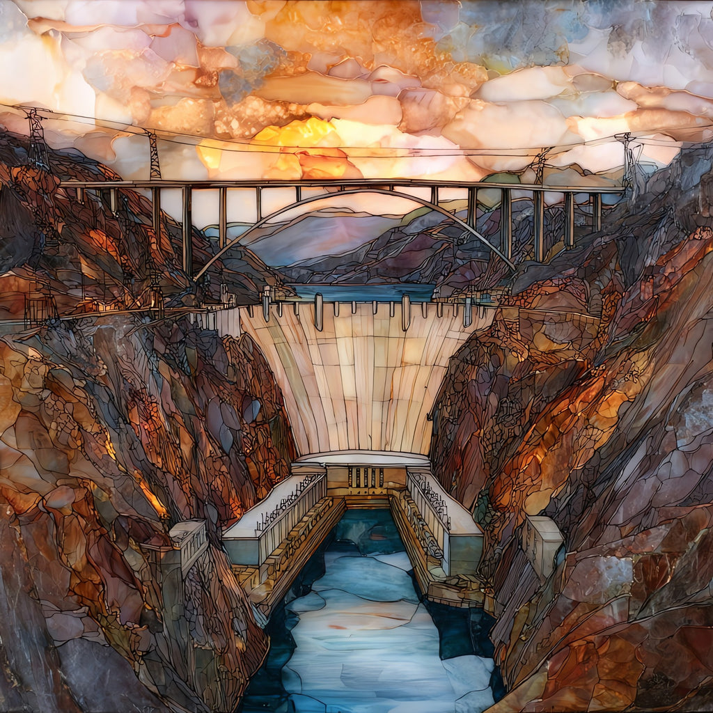 Hoover Dam Arizona side — ceramic art tile