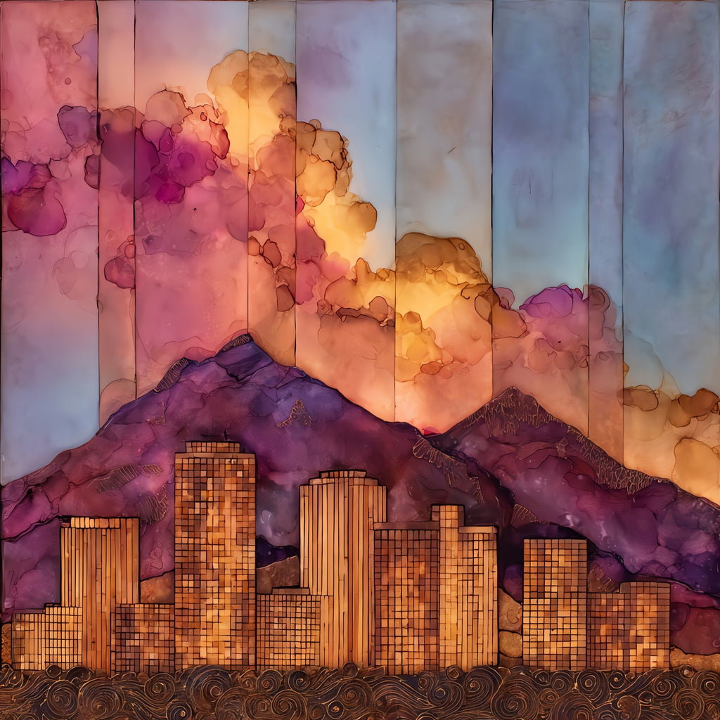 Phoenix Camelback skyline — ceramic art tile