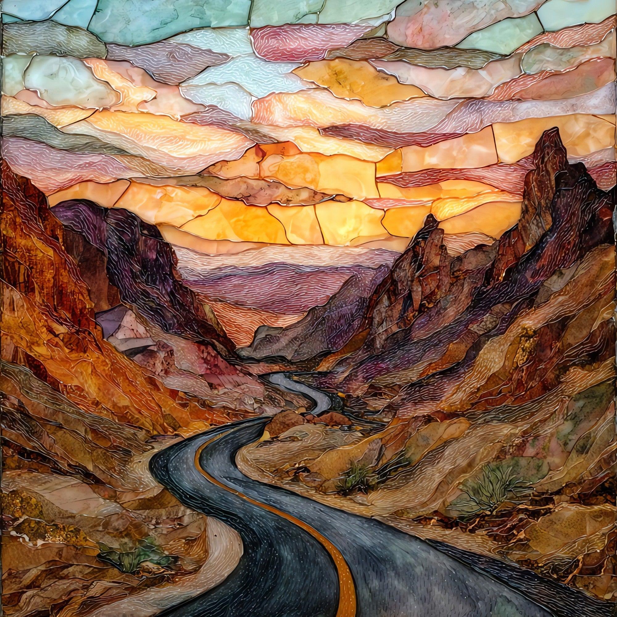 Route 66 Oatman Highway — ceramic art tile