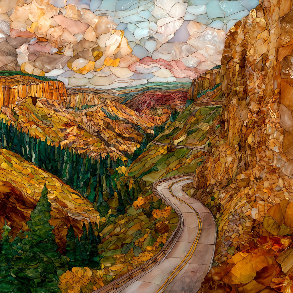 Highway 89A switchbacks Flagstaff — ceramic art tile