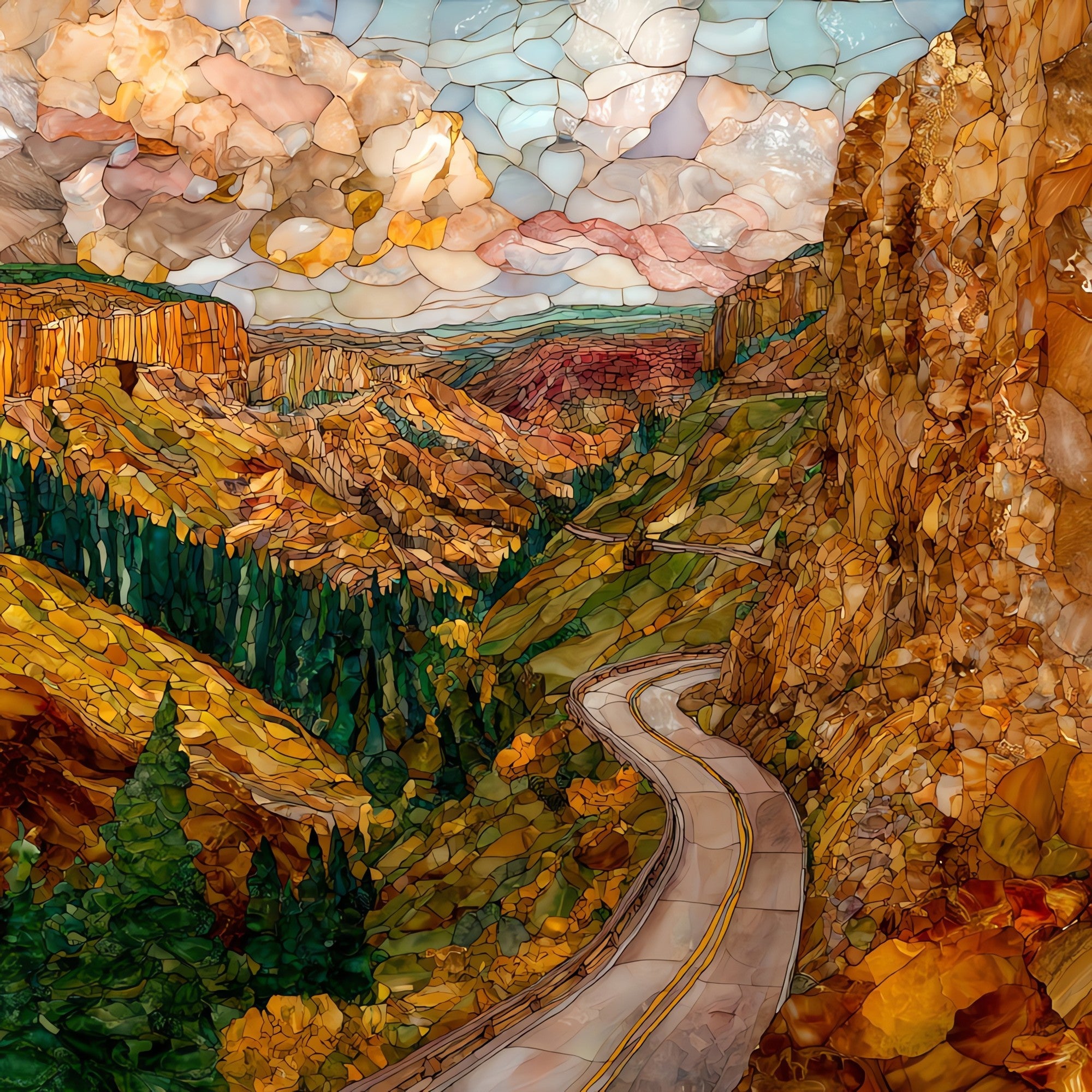 Highway 89A switchbacks Flagstaff — ceramic art tile