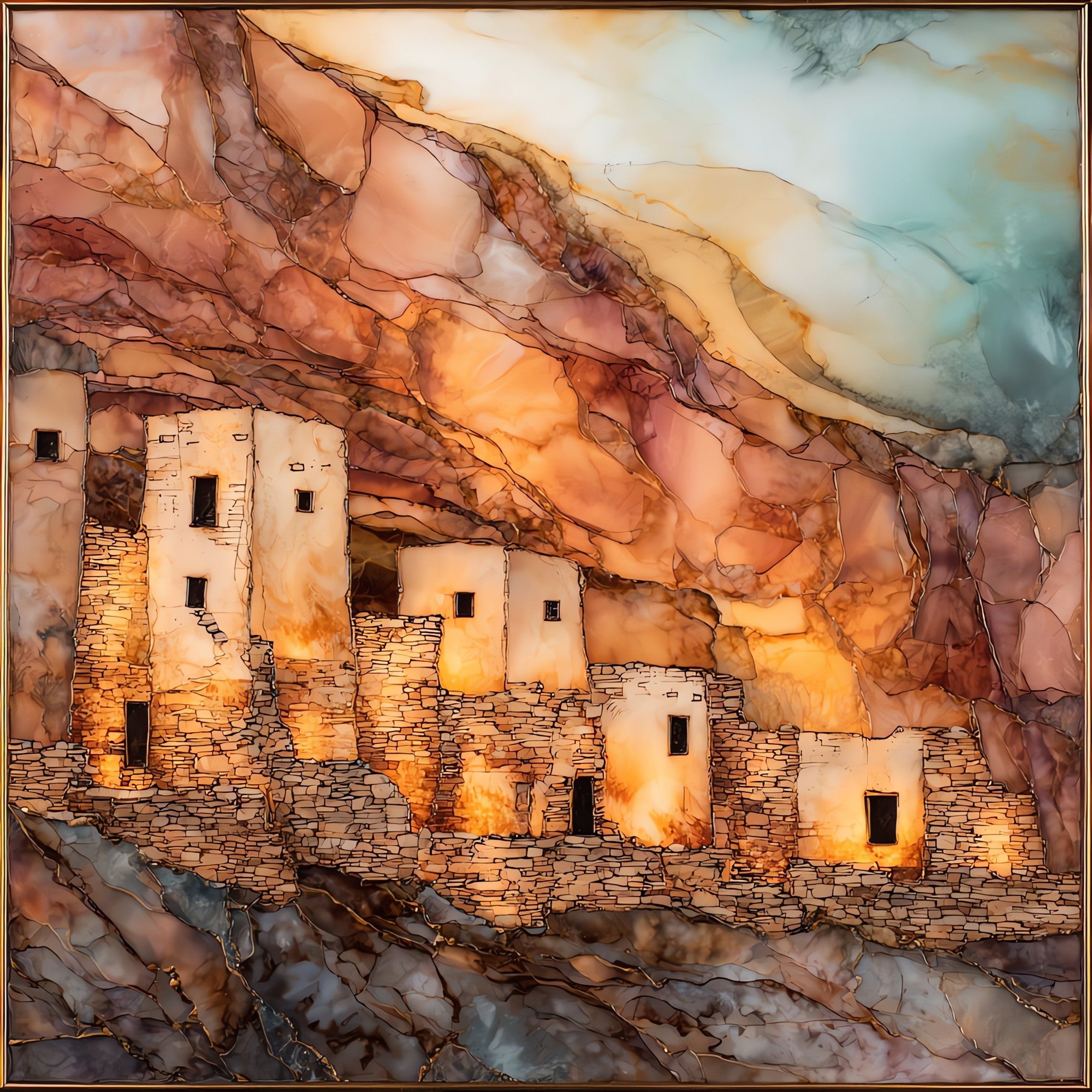 Honanki cliff dwelling Sedona — ceramic art tile