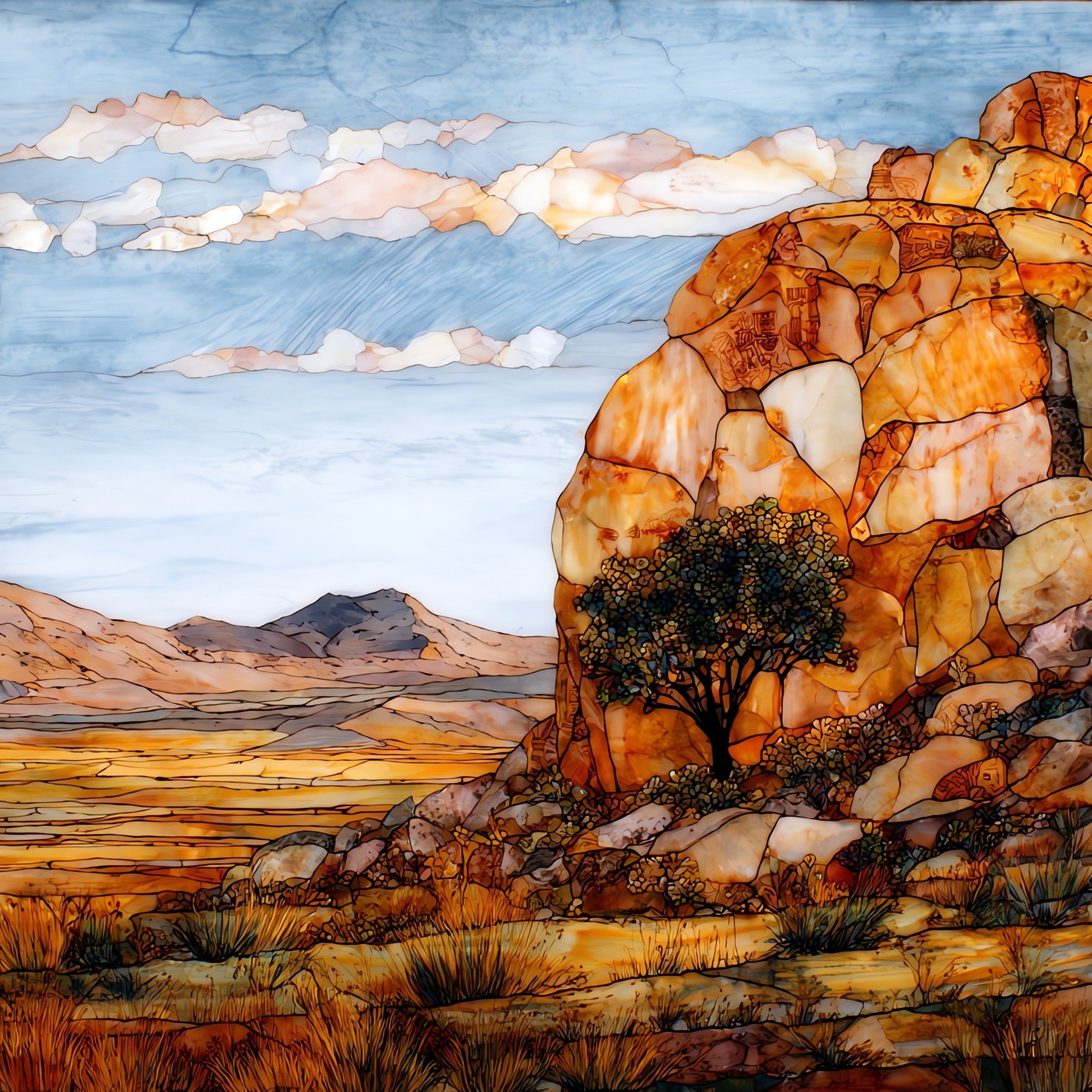 Picture Rocks petroglyphs — ceramic art tile