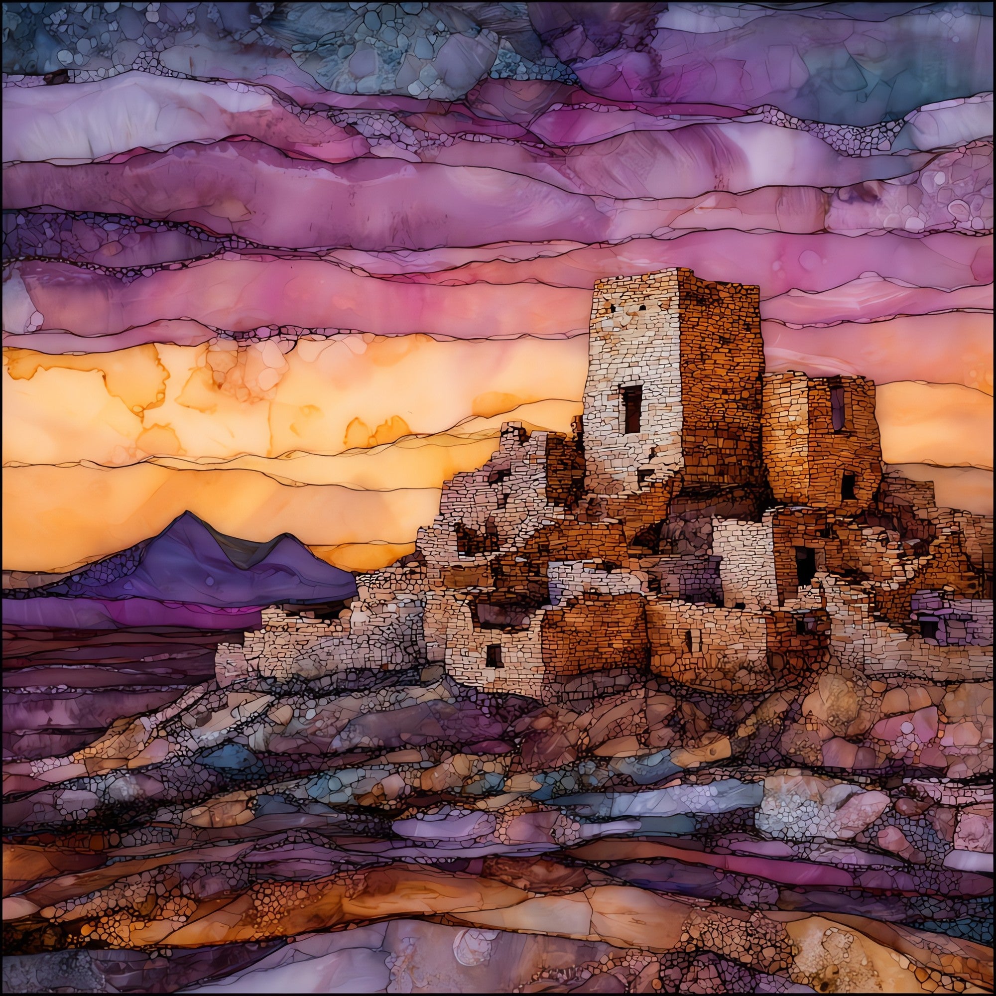 Citadel Pueblo Wupatki — ceramic art tile