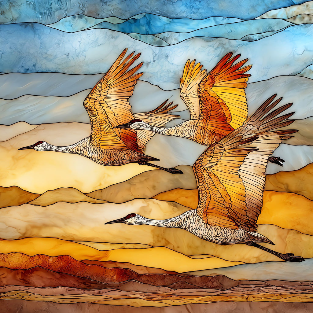 Sandhill cranes at Whitewater Draw — ceramic art tile
