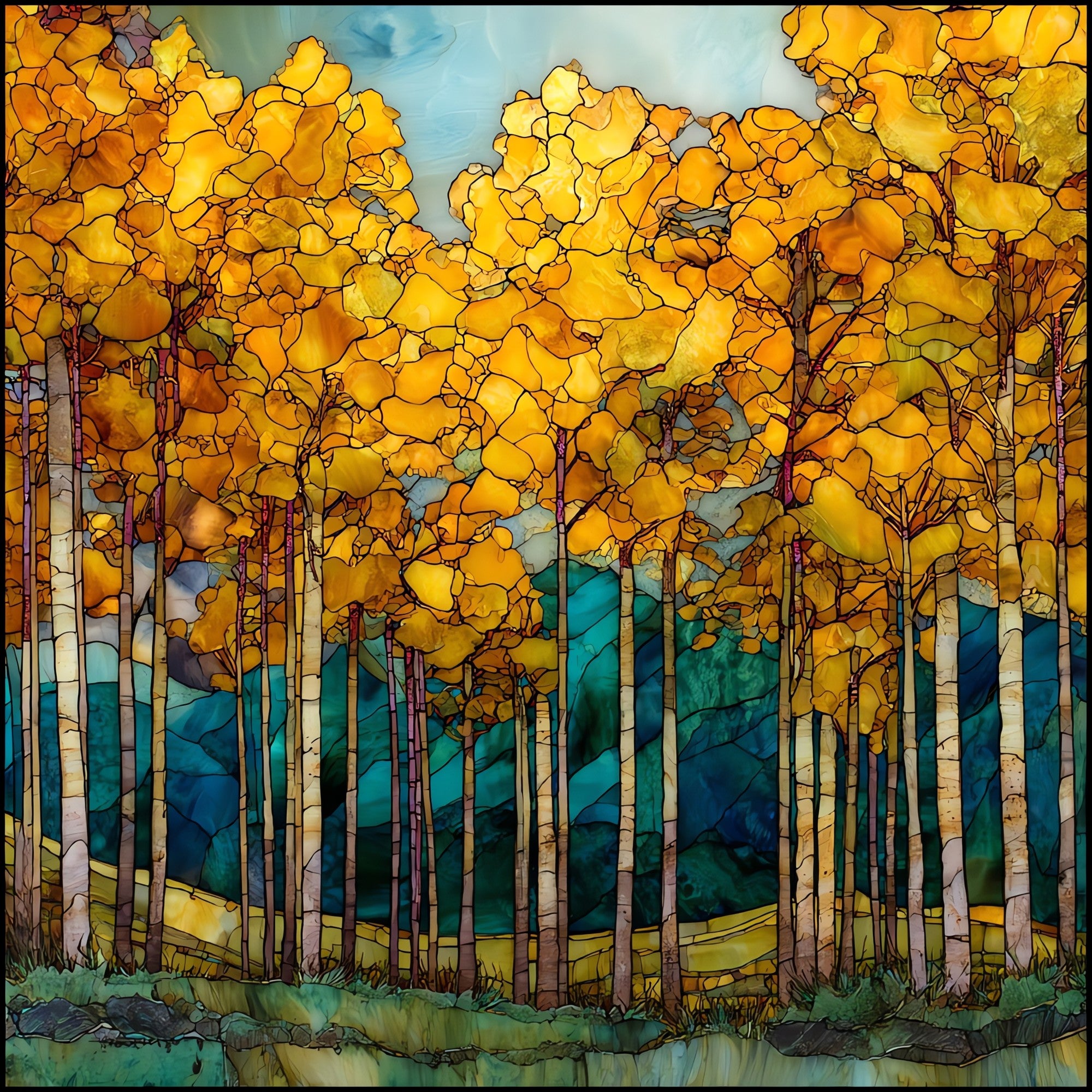 Aspen peak gold San Francisco Peaks Flagstaff — ceramic art tile