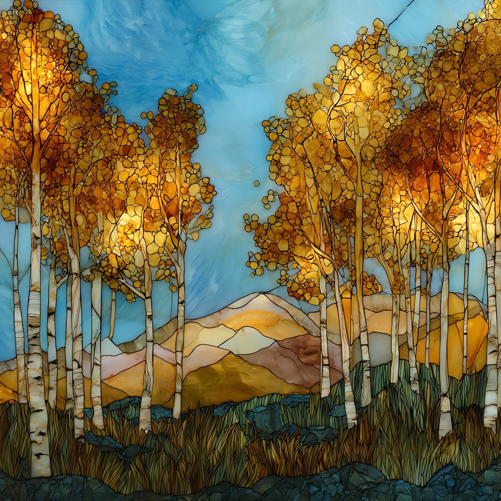 Aspen peak gold San Francisco Peaks Flagstaff — ceramic art tile