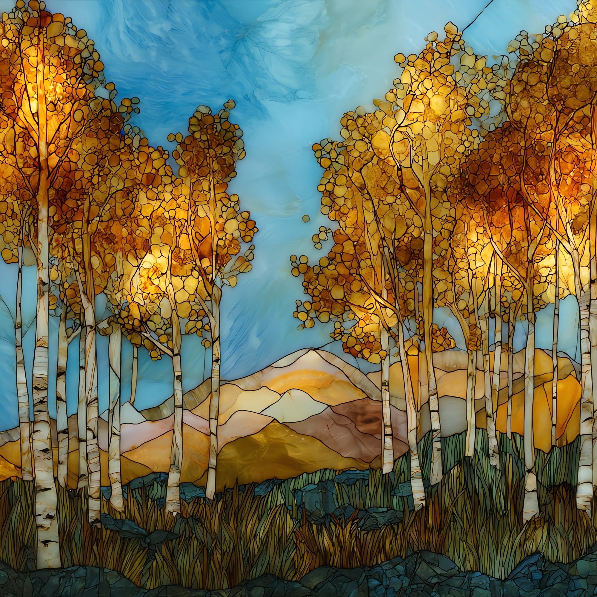 Aspen peak gold San Francisco Peaks Flagstaff — ceramic art tile