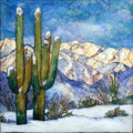 Snow on saguaros Saguaro National Park — ceramic art tile