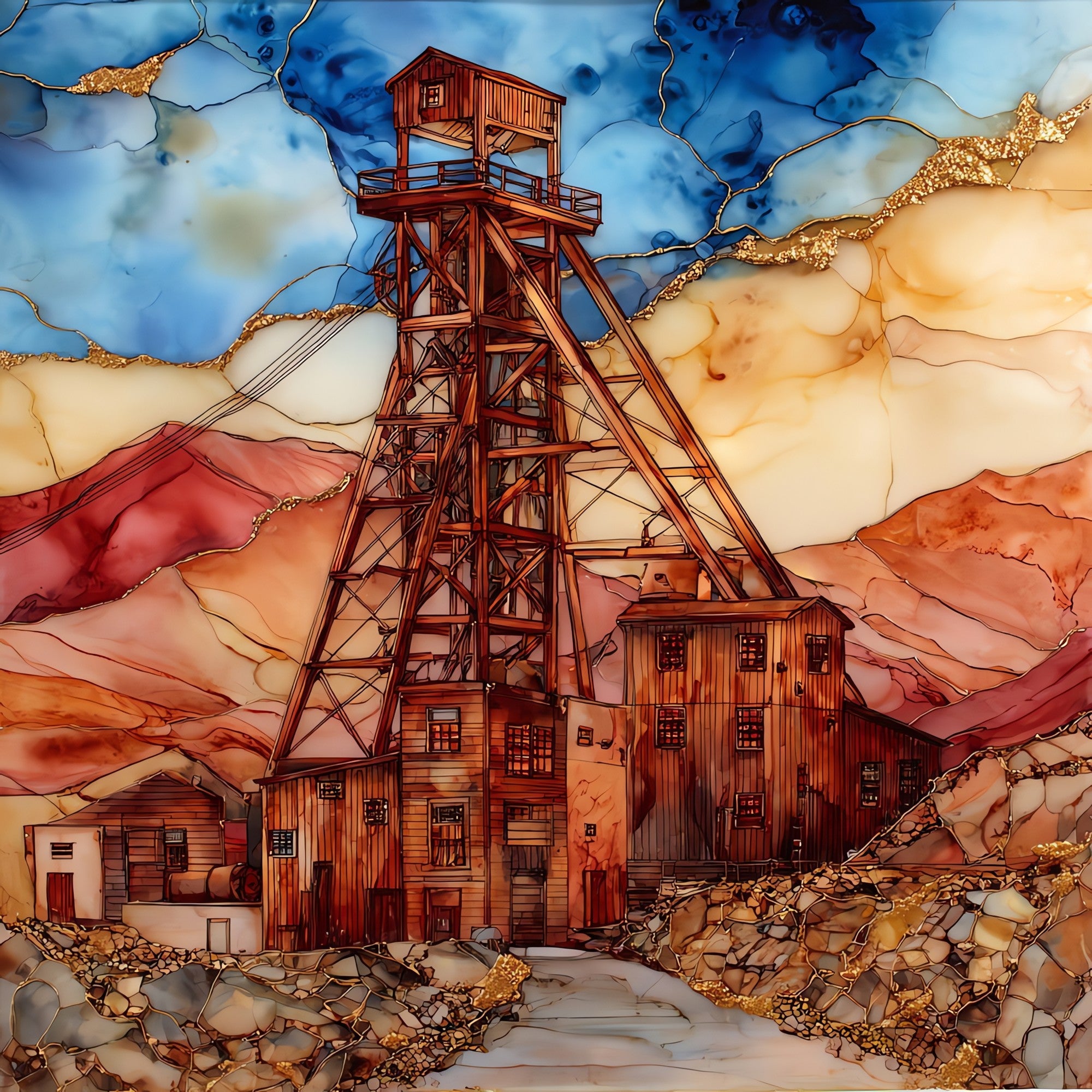 Bisbee Queen Mine — ceramic art tile