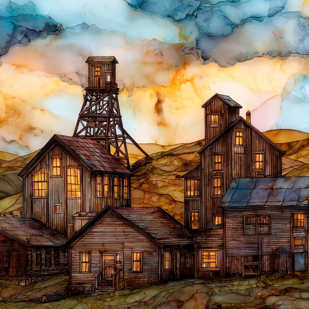 Ruby ghost town — ceramic art tile