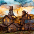 Ruby ghost town — ceramic art tile