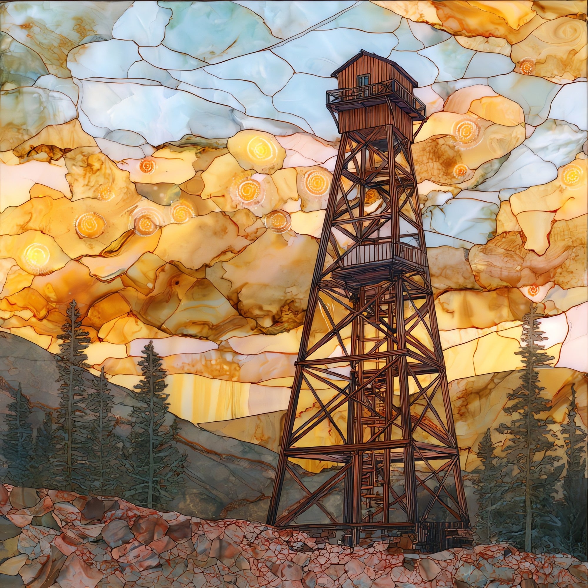 Crown King headframe — ceramic art tile