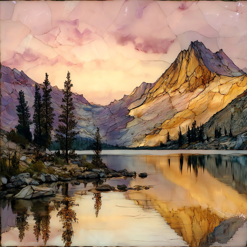 Bear Lake reflection of Hallett Peak Rocky Mountain National Park Ceramic Art Tile — ceramic art tile