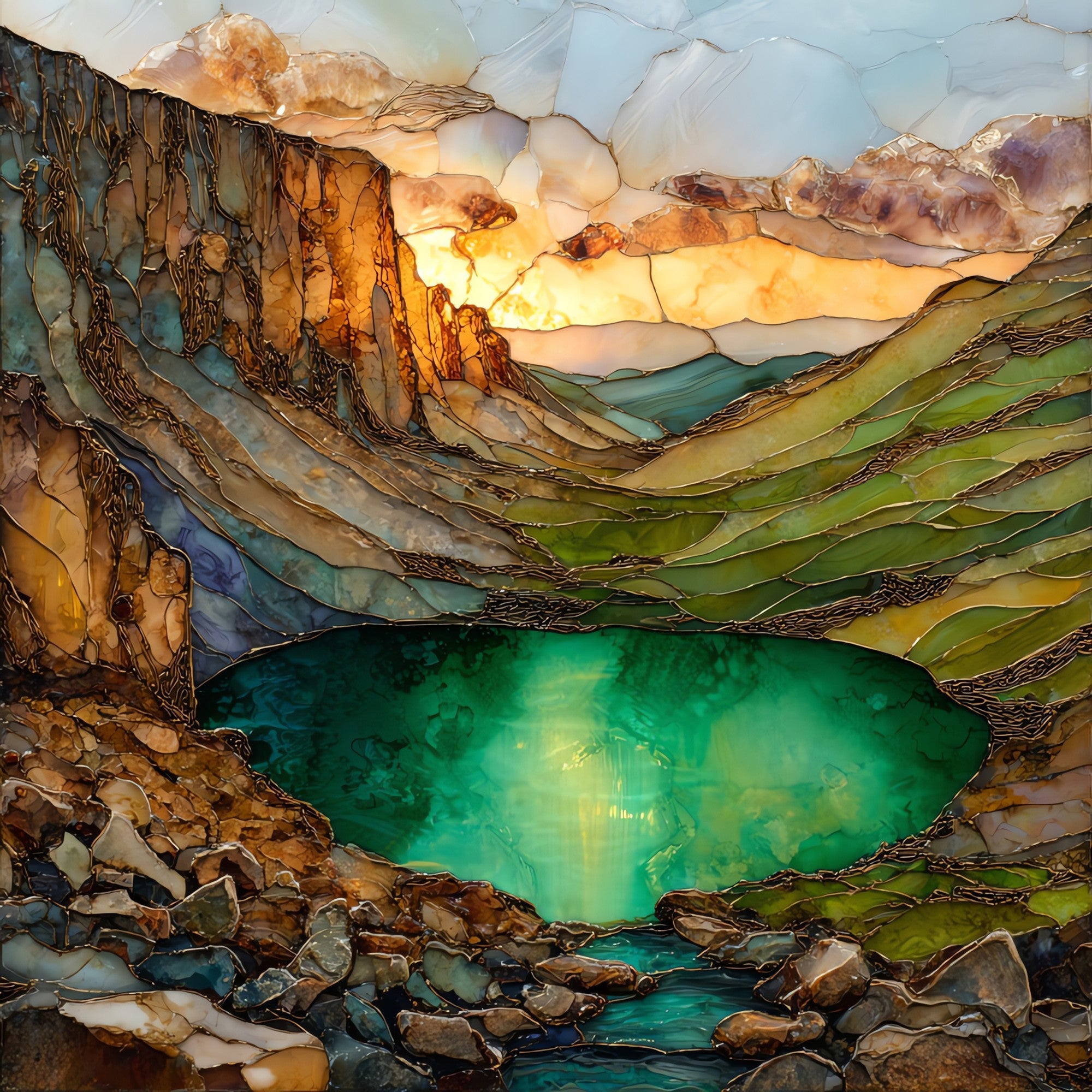 Emerald Lake below Hallett Rocky Mountain National Park Ceramic Art Tile — ceramic art tile