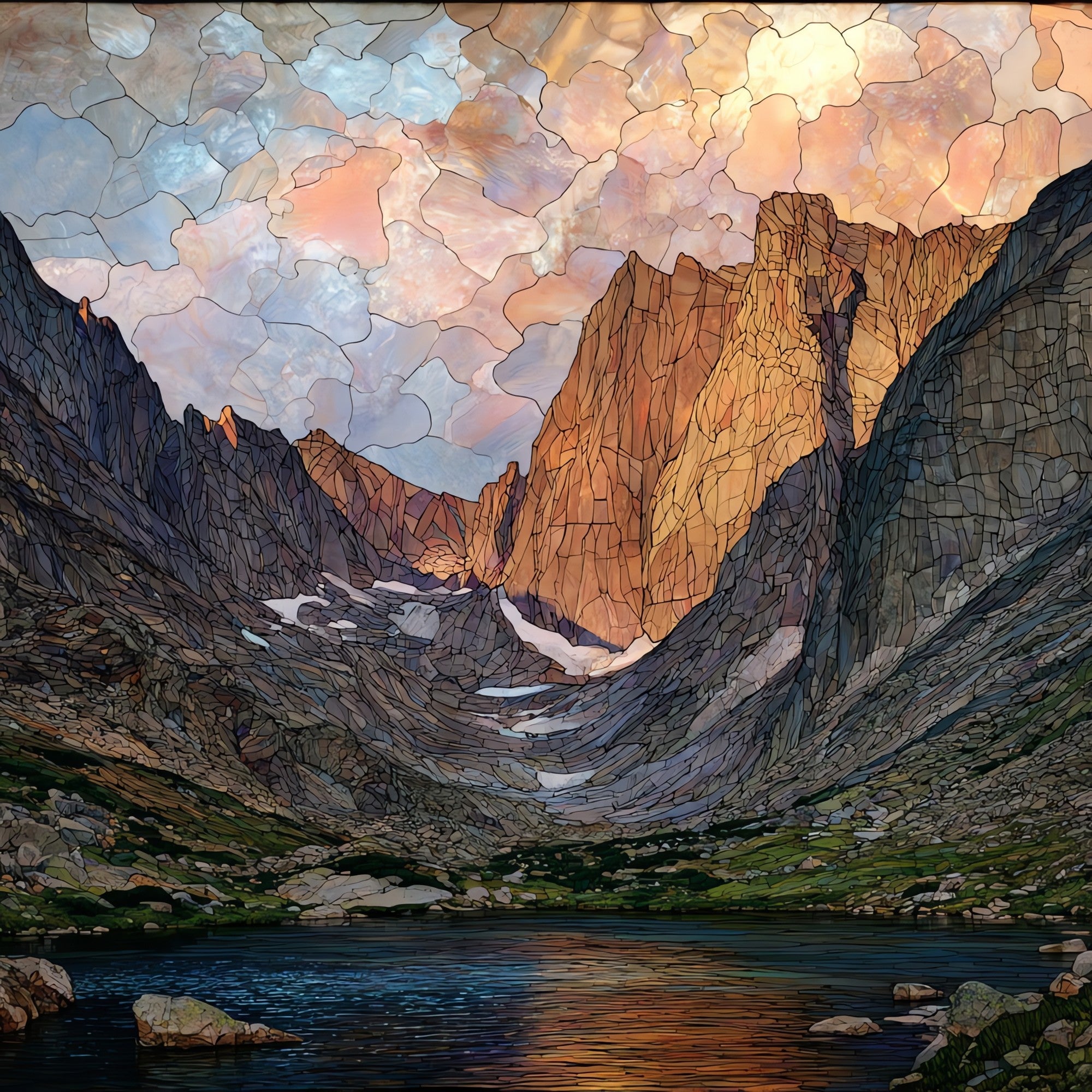 Longs Peak Diamond face Rocky Mountain National Park Ceramic Art Tile — ceramic art tile
