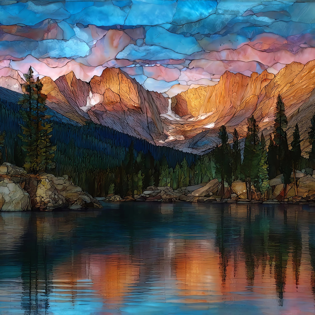 Mills Lake at dusk Rocky Mountain National Park Ceramic Art Tile — ceramic art tile