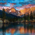Mills Lake at dusk Rocky Mountain National Park Ceramic Art Tile — ceramic art tile
