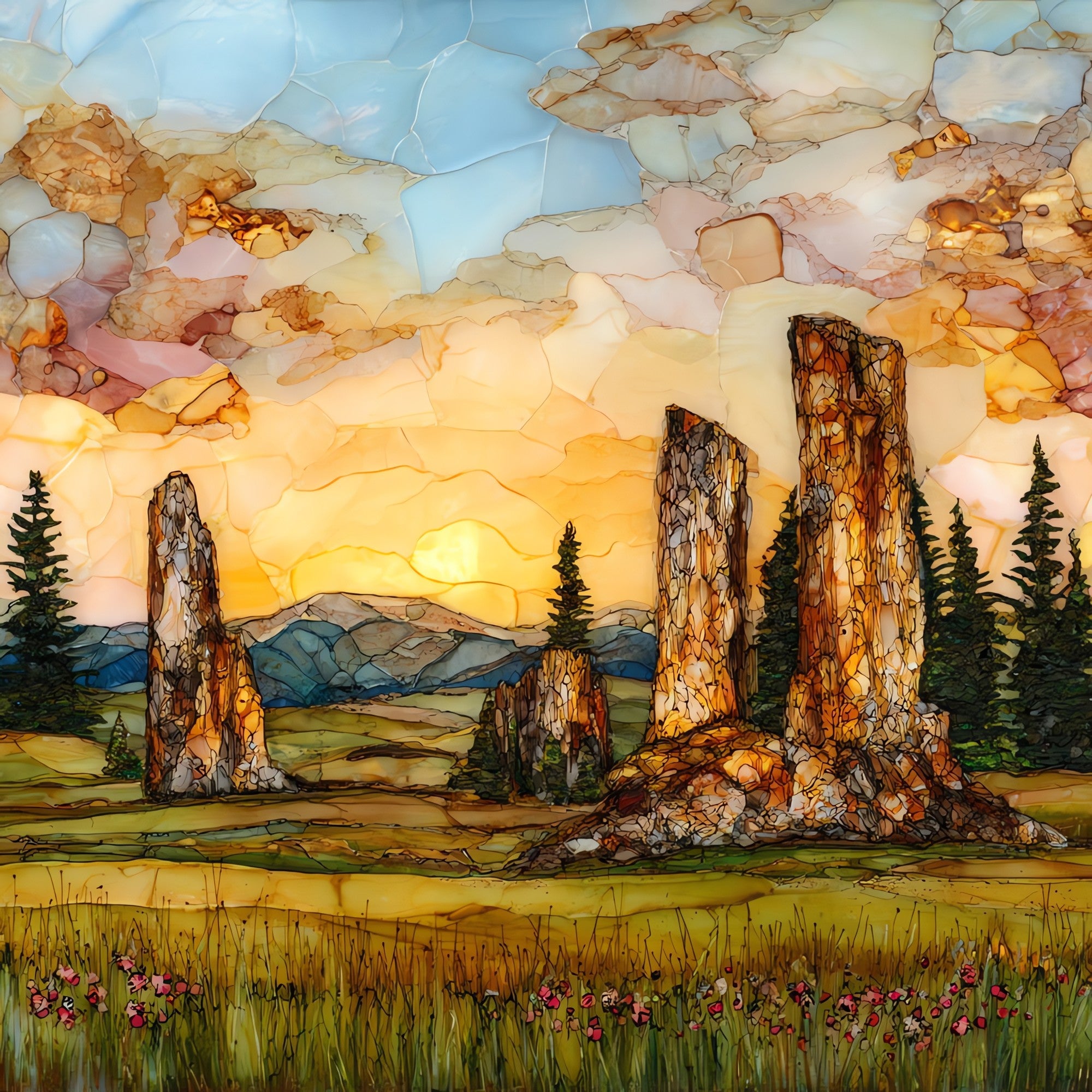 Florissant petrified stumps Front Range Ceramic Art Tile — ceramic art tile