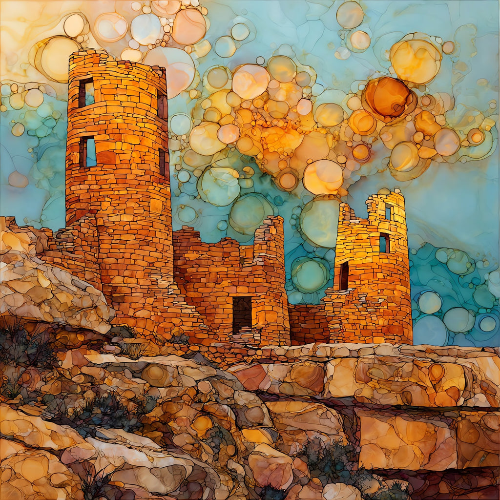Hovenweep Holly Group Four Corners Ceramic Art Tile — ceramic art tile