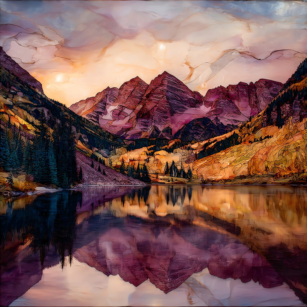 Maroon Bells reflection Elk Range Ceramic Art Tile — ceramic art tile