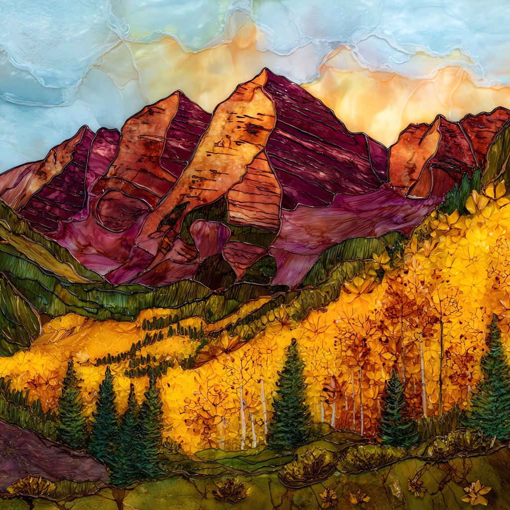 Maroon Bells autumn aspens Elk Range — ceramic art tile