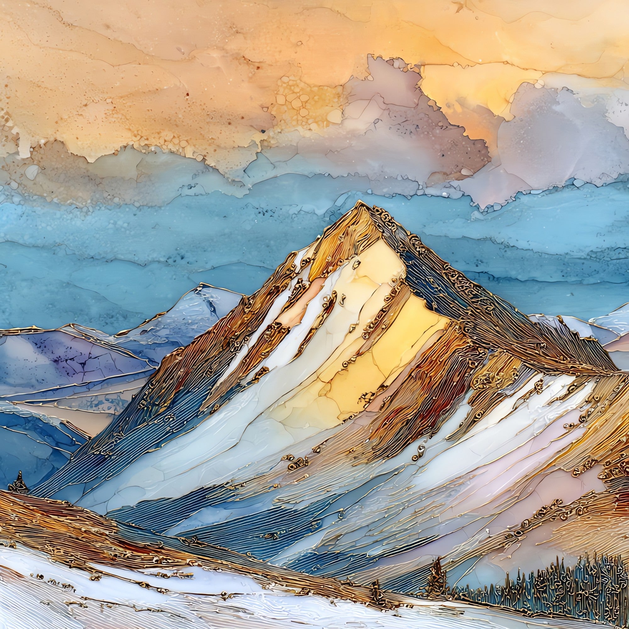 Quandary Peak in winter Tenmile Range Ceramic Art Tile — ceramic art tile