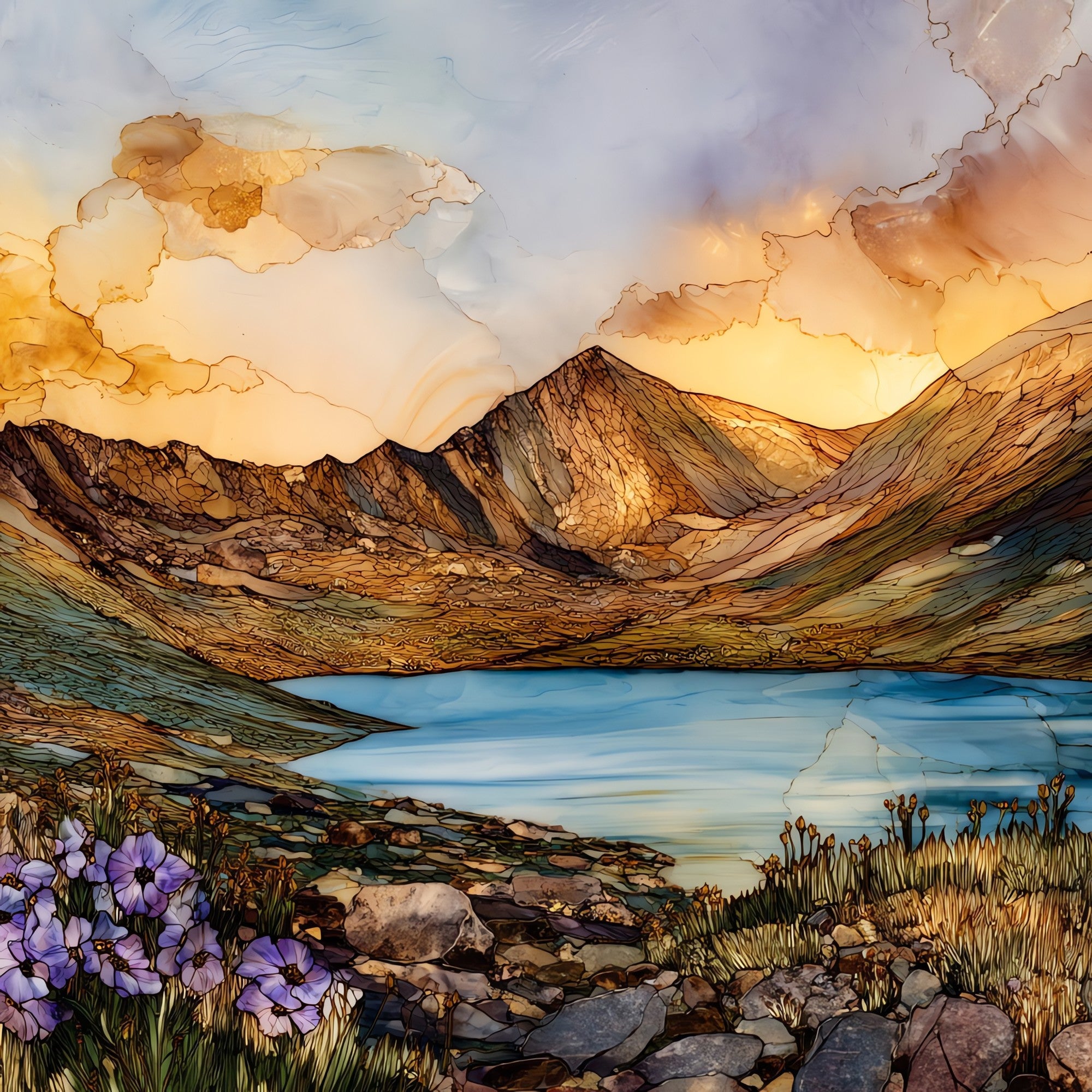 Mount Evans Summit Lake Front Range Ceramic Art Tile — ceramic art tile