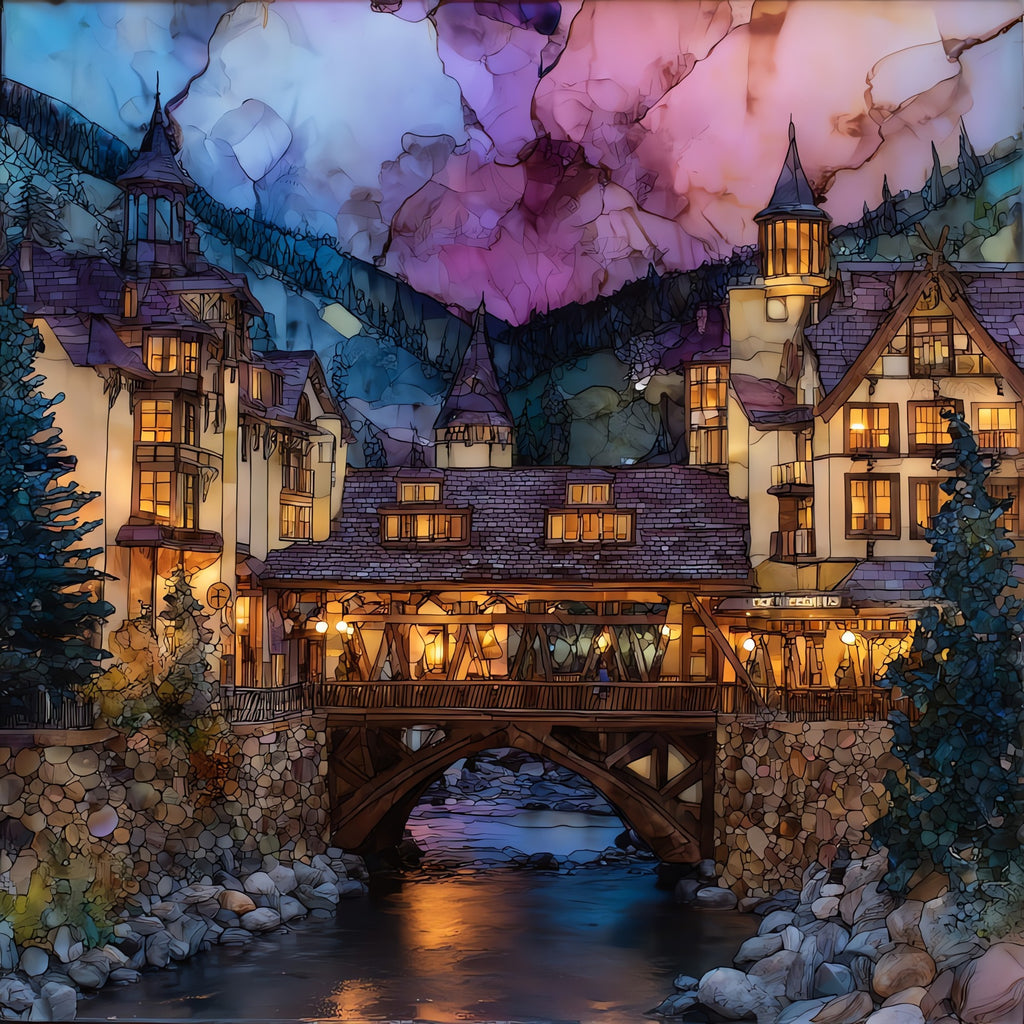 Vail Village covered bridge Eagle Valley — ceramic art tile